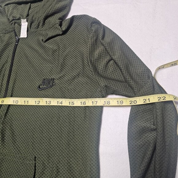Womens Mesh Hoodie Nike Logo Jacket Olive Size M - Picture 4 of 5